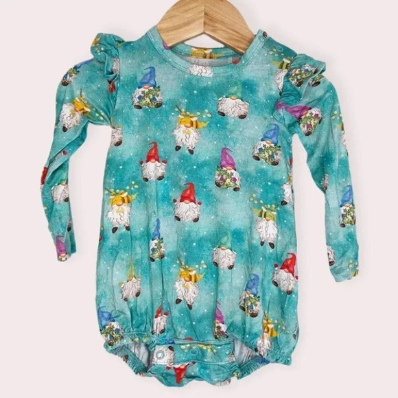 NWT Posh Peanut bubble romper long sleeve gnomey blue size 3-6 months - Picture 3 of 9